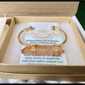 Champagne Quartz Cuff -genuine crystal